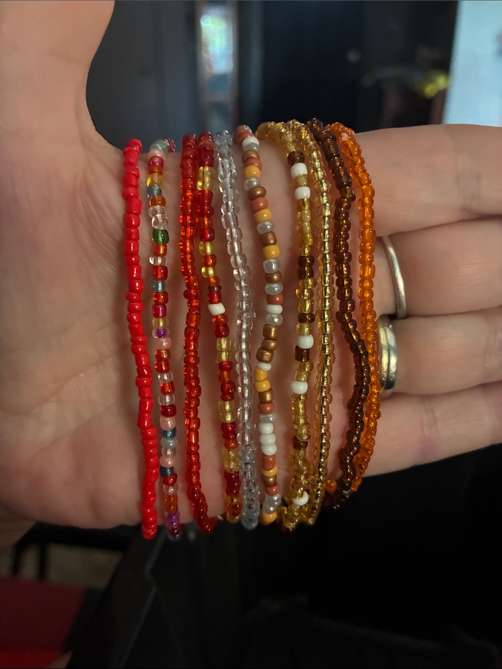 Handmade Multicolor & Amber Seed Bead Bracelet Set - Women Jewelry